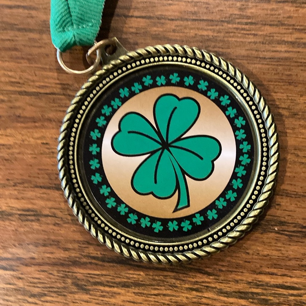 Gold and Green Clover Medal